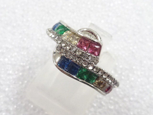 JAPANESE KIMONO / ANTIQUE COLORED STONE RING (SIZE 9)